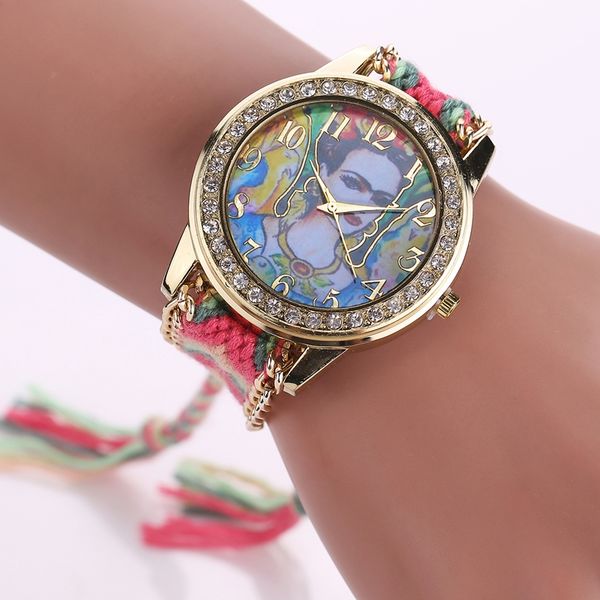 

Cassual Woman Watch Brand Geneva Watches Quartz Women's Watches Automatic Luxury Women Christmas Fabric Kint strap Watch
