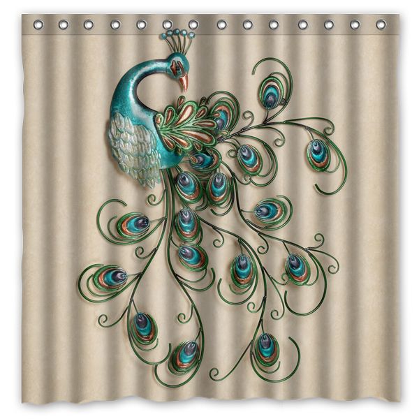 2019 Pretty Peacock Design Shower Curtain Size 180 X 180 Cm Custom