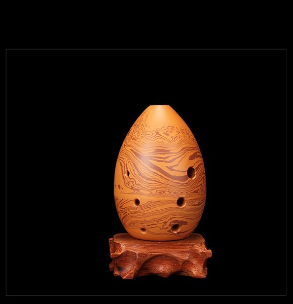 

8 hole chinese ancient xun flute rock grain pottery dual-chamber professional clay flauta musical instrument g/f key ceramic ocarina