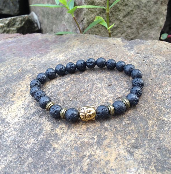 SN0375 Atacado Barato Pulseira de moda diy buddha pulseira mais novo budista lava pedra homens pulseira estiramento jóias estoque de venda