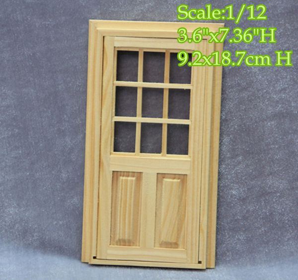 2019 Diy 1 12 Dollhouse Miniature Inside Door 2 Panel Door With 9 Panels Of Glass Diy Doll Houses Accessory Wood Door Origin Wood Color From