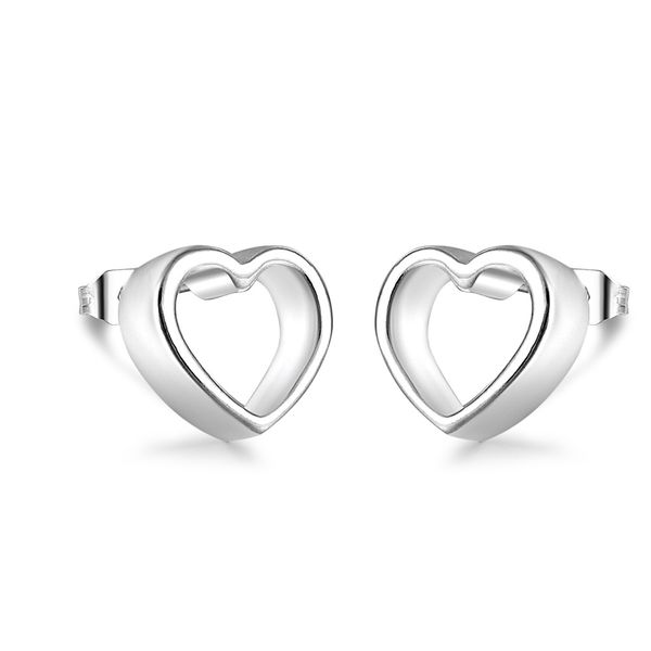

2015 new arrival 925 sterling silver 3d open heart stud earrings, Golden;silver