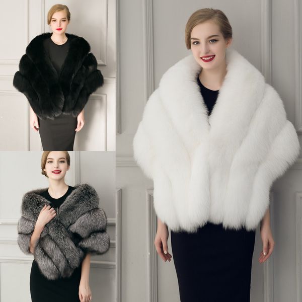 Winter Abschlussball Braut Wraps Damen Jacke Mantel White Abend Schwarz Gary Hochzeit 2020 Schals Großhandel Oberbekleidung Super Long Kunstpelz Warme BoCedx