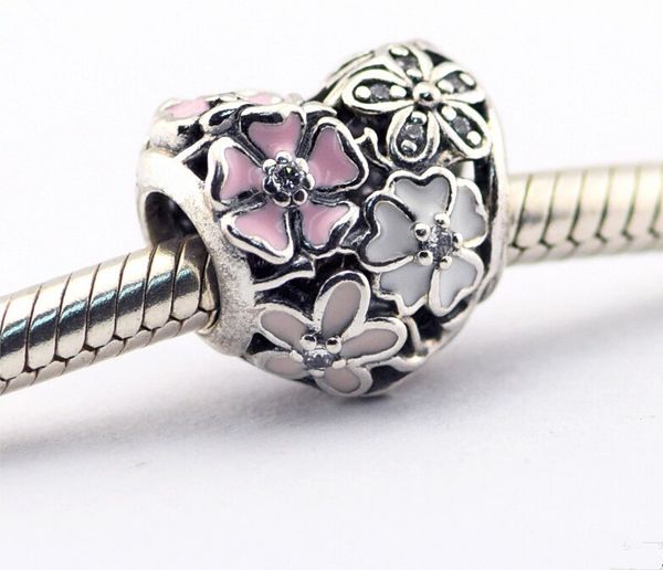 

pandora pink poetic blooms charms 925 sterling silver loose beads for thread bracelet fashon jewelry authentic quality 2016 new spring, Bronze;silver