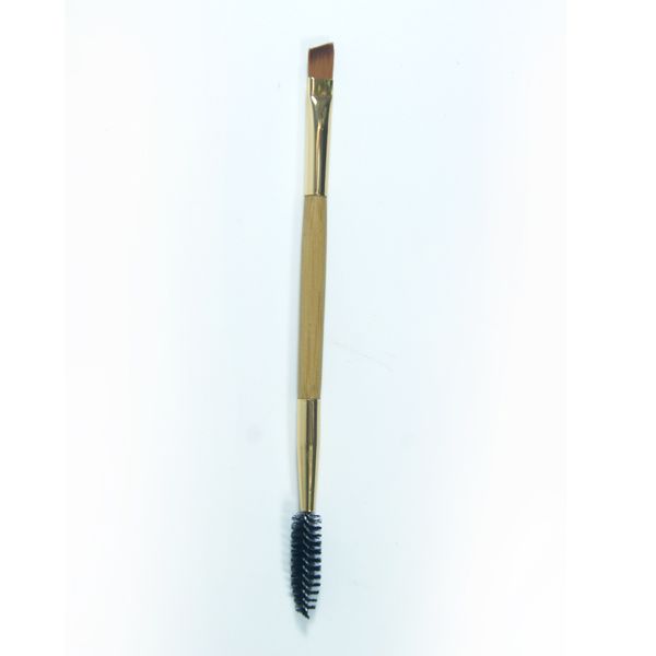 

wholesale- newly design 1pcs makeup tools bamboo handle double eyebrow +brush comb for eyes makeup tools