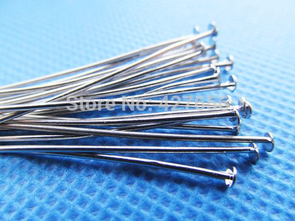 

wholesale-1000pcs 50mm 2 inch (2") silver tone/white k flat head headpins charm findings,jewelry making,diy components,nickel free, Blue;slivery