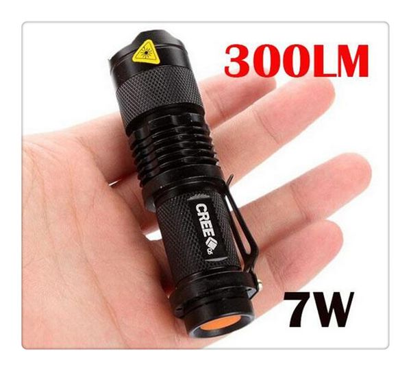 DHL US Heißer Verkauf Linternas Tauchen Taschenlampe Mini Led Taschenlampe 7w 300lm Cree Q5 Taschenlampe Einstellbarer Fokus Zoom flash Licht Lampe