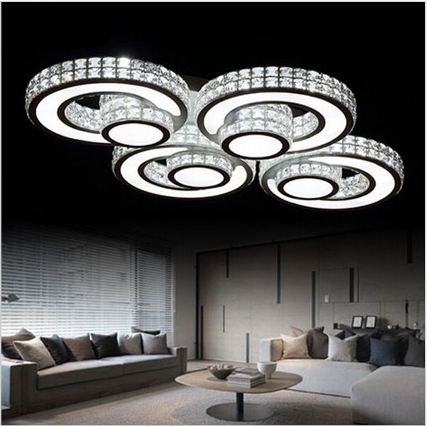 

modern minimalist led crystal ceiling lights 2/4/6 heads crystal plafond lamp for living room bedroom home indoor decoration