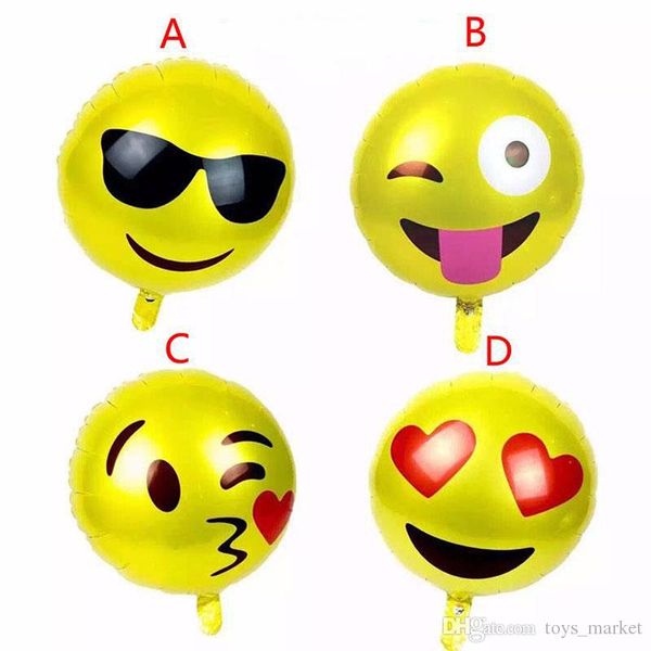 

4 de ign emoji balloon new 18inch aluminum film balloon mile face balloon for birthday party cartoon emoji halloween balloon