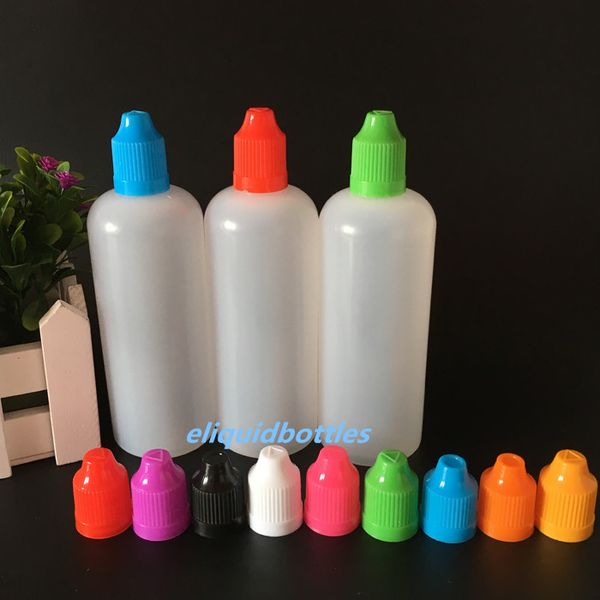 A prova di bambino Cappelli colorati all'ingrosso 450pcs vuote bottiglie di plastica del contagoccia Squeezable 120ml E Liquid Bottiglia Contagocce PE di plastica 120ml Bottiglia