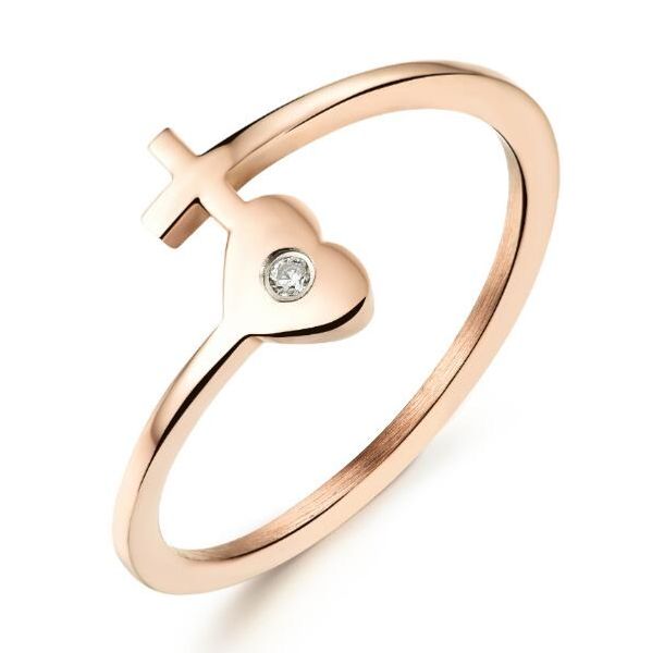 

женские розовое золото покрытием кольца романтический цирконий сердце крест дизайн женщин ювелирные изделия сша размер 5 6 7 8 gj492, Golden;silver