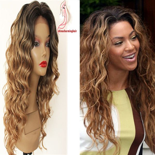 Dark Roots 1b 30 Beyonce Style Wavy Human Hair Wigs Brazilian