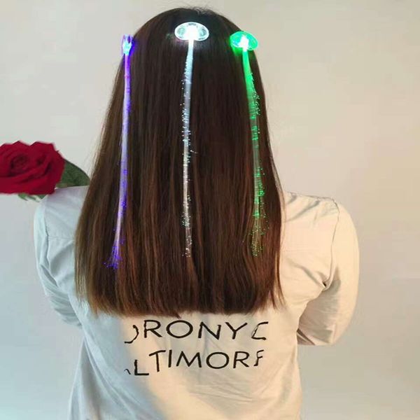 Trecce colorate in fibra di illuminazione a LED forcine danze bar discoteca trecce lampeggianti fluorescenti spettacoli articoli da festival Treccia di capelli lampeggiante