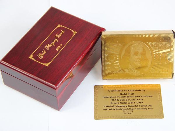 

24k золотой фольги покрытием покер игральные карты традиционный набор с красной коробке бесплатные предметы коллекционирования