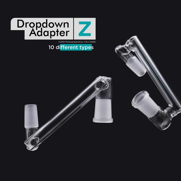 Wasserpfeifen-Glas-Dropdown-Adapter für Bohrinseln, Wasserbongs und Quarz-Banger, 14-18-mm-Verbindung, 10 verschiedene Typen