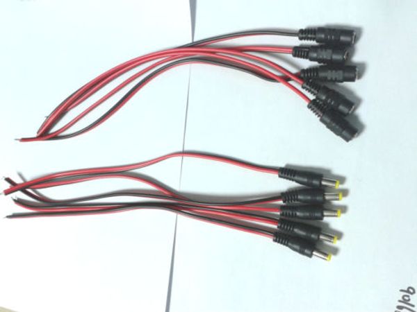 

5pair (5pcs) 2.1mm 5.5mm male +(5pcs) female dc power socket jack connectors