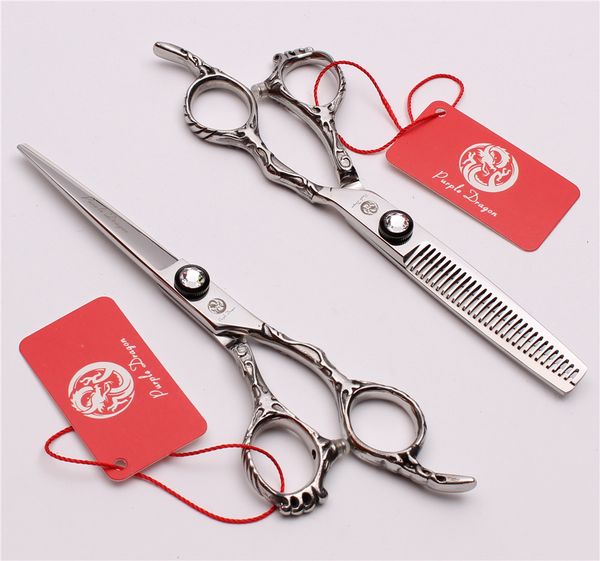 

2pcs 6" japan 440c dragon professional human hair scissors cutting or thinning shears barber"s hairdressing scissors salon style t