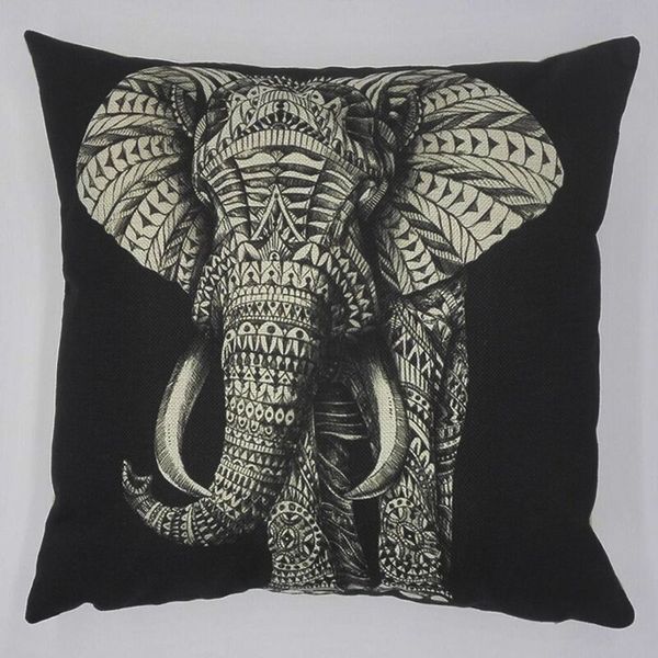 

elephant pillow cover european and american fashion sofa cushion cover black elephant pattern pillowcase