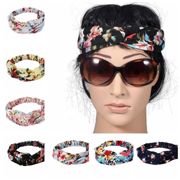 Twist Turban Blumenstirnband Drucke für Frauen Stretch Haarbänder Sport Stirnbänder Yoga Headwrap Bandana Mädchen Haarschmuck KKA2680