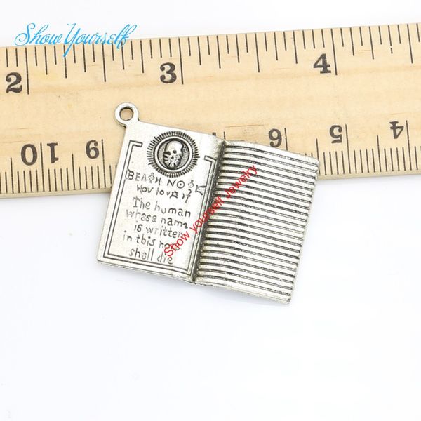 

8 шт./лот античный посеребренные смерть примечание подвески подвески для ожерелье ювелирные изделия diy ручной работы ремесло 26x35mm, Bronze;silver