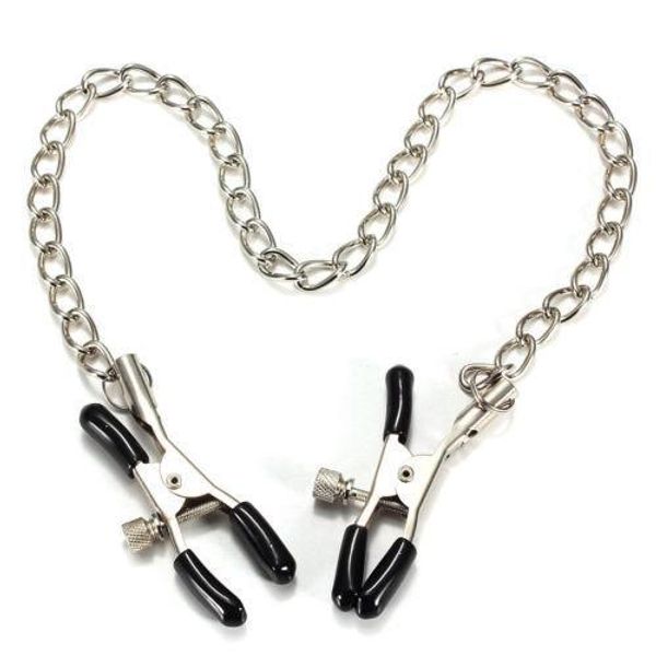 Bondage Mulheres parafusar grampos de bico com clipe de cadeia Fetish bdsm bondage Metal Sex Toy #D281