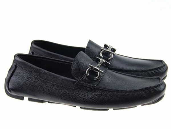 

soft leather men leisure dress shoe part gift doug shoes metal buckle slip-on famous brand man lazy falts loafers zapatos hombre 40-46, Black