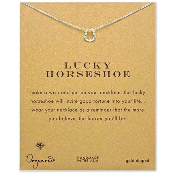 

gold silver horseshoe pendant necklace women girls alloy pendants with card clavicle necklace fashion necklaces jewelry