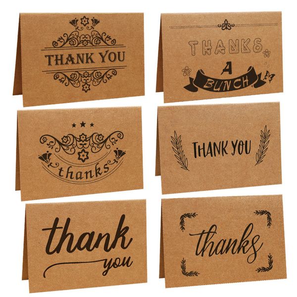 Vintage Brown Wedding Party Thank You Kraft Cards Biglietti d'auguri all'ingrosso Forniture per eventi festivi