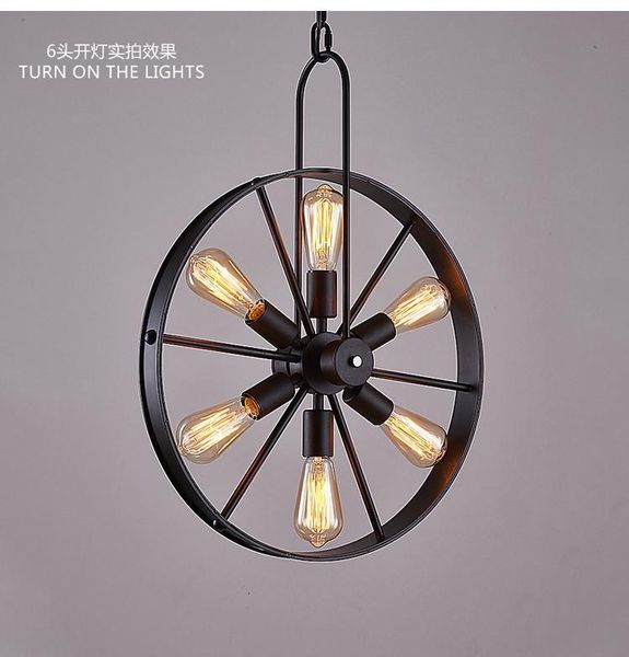 

Pendant Lamp Vintage Loft Chandelier Industrial Wind Wheel Creative Cafe Restaurant Personality Retro American Country Iron Chandeliers