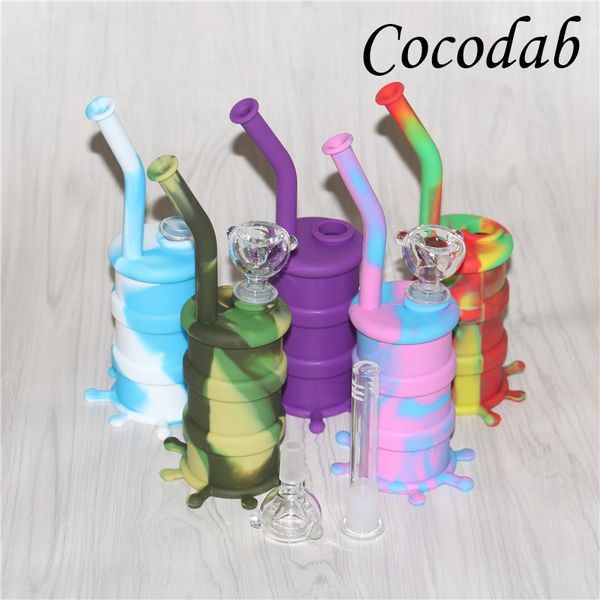 Nuovo arrivo Narghilè Mini dab rig in silicone Glow In Dark Water Pipe bong in vetro per pipe ad acqua in silicone