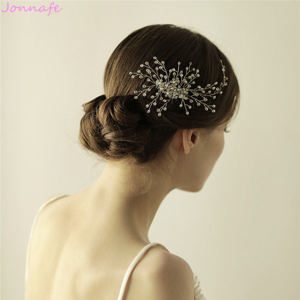 

beijia New Bridal Rhinestone Hair Comb Silver Gold Wedding Hair Vine Accessories Flower Women Hair Piece Jewelry