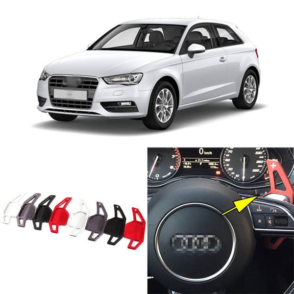 

2pcs brand new alloy add-on steering wheel dsg paddle shifters extension for audi a3