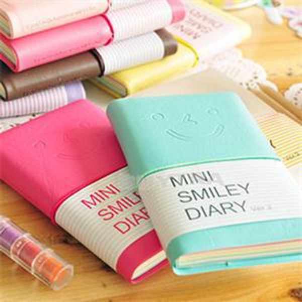 

wholesale- 6 colours mini diary notebook memo book leather note pads stationery pocketbook 100 pages, Purple;pink