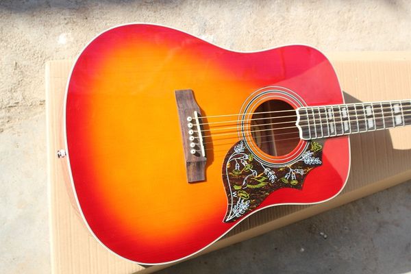 

Whole ale cu tom cherry bur t pruce ro ewood fretboard acou tic guitar china guitar hipping