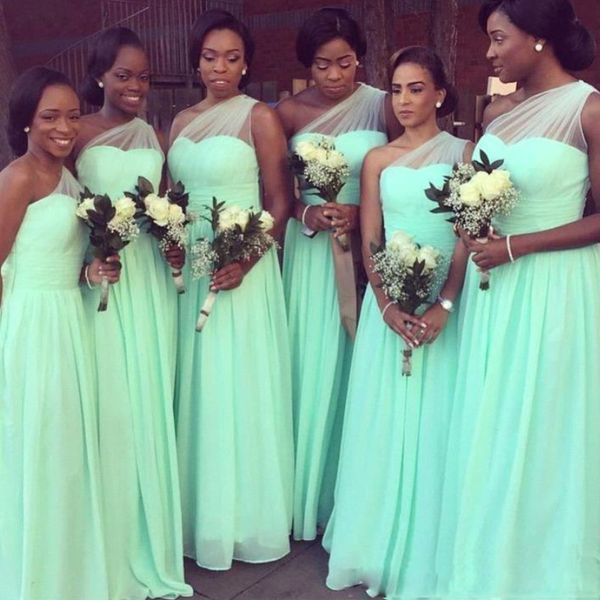 

2017 bridesmaid dresses one shoulder chiffon long maid of honor dress custom made plus size formal party gowns, Blue;red