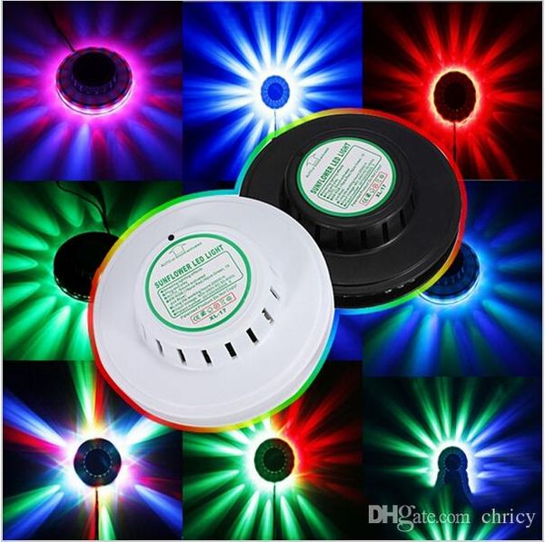 

portable mini ufo led rgb stage lamp sunflower rotating effect rgb led stage light for ktv xmas party disco dj projector light