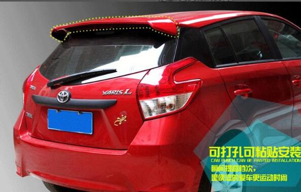 Ücretsiz kargo! Renk boya ile yüksek kaliteli Güçlü ABS malzeme arka kanat Spoiler, Toyota Yaris 2009-2015 için Empennage