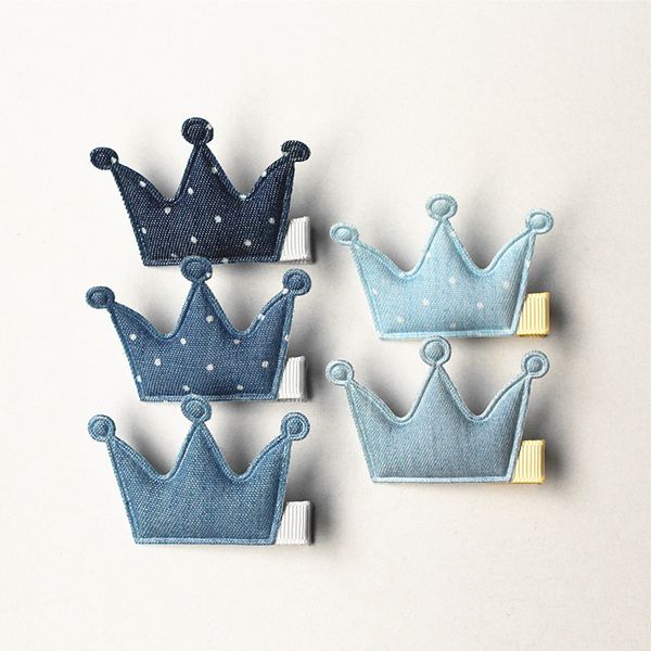 Denim Moda Bebê Princesa Meninas Character Branco Cabelo Dot Clips 20pcs / lot Azul Grampos para Crianças Vintage Estilo baratos Barrettes