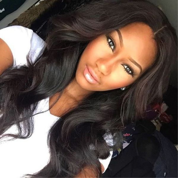 

Heat Resistant Black Women Natural Color Body Wave Synthetic Wigs Kanekalon Synthetic Lace Front Wigs African American Wigs