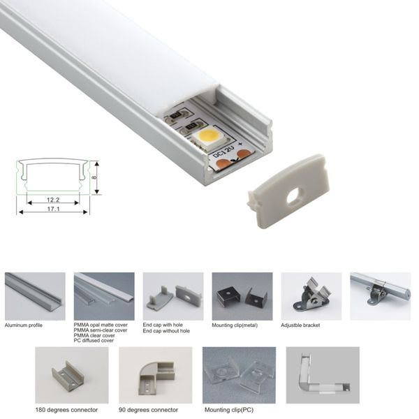 10 x 1 m Sets/Los, eloxiertes U-Cover-Line-LED-Aluminiumprofil und extrudierte LED-Profil-Lichtleiste für Boden- oder Deckenleuchten