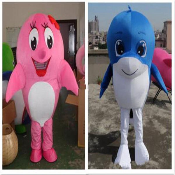 Dolphin Mascot Costume Ocean animal Mascot Costume Com Duas Cores Animal Do Mar Golfinho Mascotes Adulto Tamanho Festival de Natal