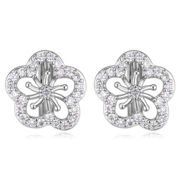 

earrings jewelry fashion women luxury zircon 18k gold plated flowers charm stud earrings, Golden