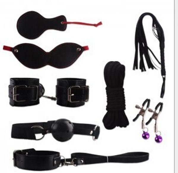 

product py156 toy leather handcuffs gag bondage mask erotic 8pcs fetish clamps whip restraint games toy q171124 nippl mshdk