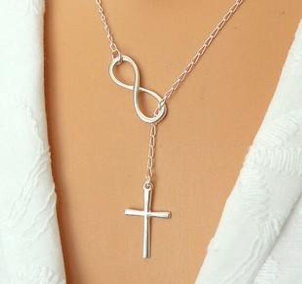 

necklaces for women fashion brief silver plated infinity & cross alloy chokers clavicle chain necklaces wholesale drop shipping sn573, Golden;silver