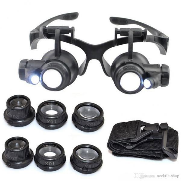 

10x 15x 20x 25x magnifying glass double led lights eye glasses lens magnifier loupe jeweler watch repair tools glitter2008
