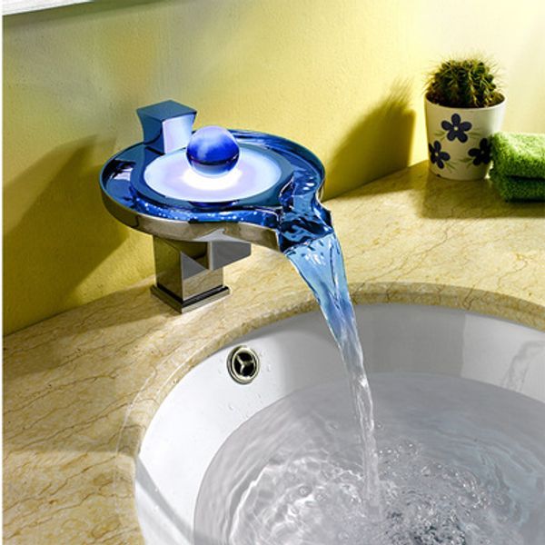 

Бесплатная доставка Алмаз стиль ручки изменение цвета светодиодные воды мощность ванной бассейна раковина смеситель кран туалет