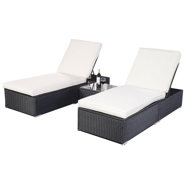 2018 outdoor patio rattan wicker chaise lounge chair with table