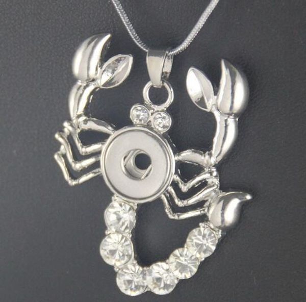 

diy snap button 12mm alloy drill scorpion pendant necklace 12mm noosa chunks snap button jewelry scorpion with rhinestone drop shipping, Silver