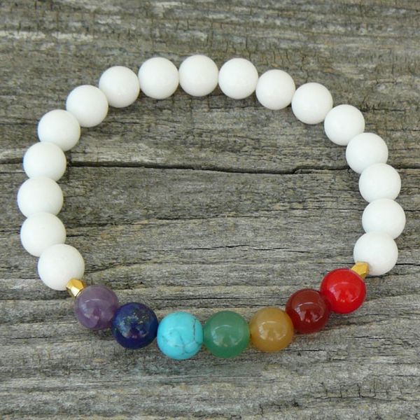 

sn0330 wholesale mala chakra bracelet 7 chakra bracelet jade bracelet amethyst agate coral beads bracelet for women, Black