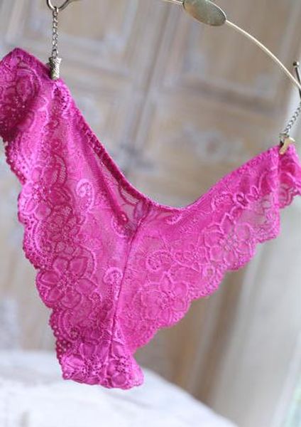 

women's fashion lace flower panties g-strings sheer veil briefs bikini knickers t lingerie perspective underwear mixed colors, Black;pink